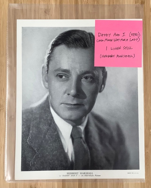 1 Daddy and I (Make Way for a Lady) (1936) original linen paper still H.Marshall