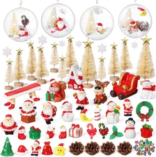 96 Pcs Miniature Ornaments for Snow Globe Kit DIY Christmas Village Decoration C