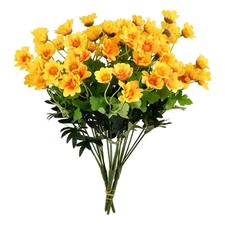 Vickerman 14.5" Fabric Artificial Wild Daisy Bush in Yellow (Set of 3)