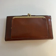Vintage Leather Women’s Wallet Coin Purse Check Holder Unused zad