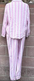 Victoria Secret 2 Piece Pajama Set Striped Size Small Pink White
