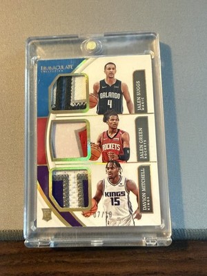2021-22 Panini Immaculate Triple Relic Jalen Suggs/Jalen Green/Mitchell Gold /10