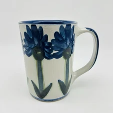 Louisville Stoneware Mug Cornflower Bachelor Button Hand Painted  Blue Flower