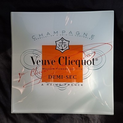 Vintage Veuve Clicquot Champagne 12 X 12 Glass Tray Plate Platter Demi Sec