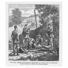 RUSSO-TURKISH WAR Bashi Bazouk Prisoners - Antique Print 1877