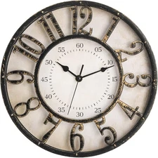 ZOOFOX 12 Inch Retro Wall Clock, Silent Non-Ticking Battery Operated Gold 