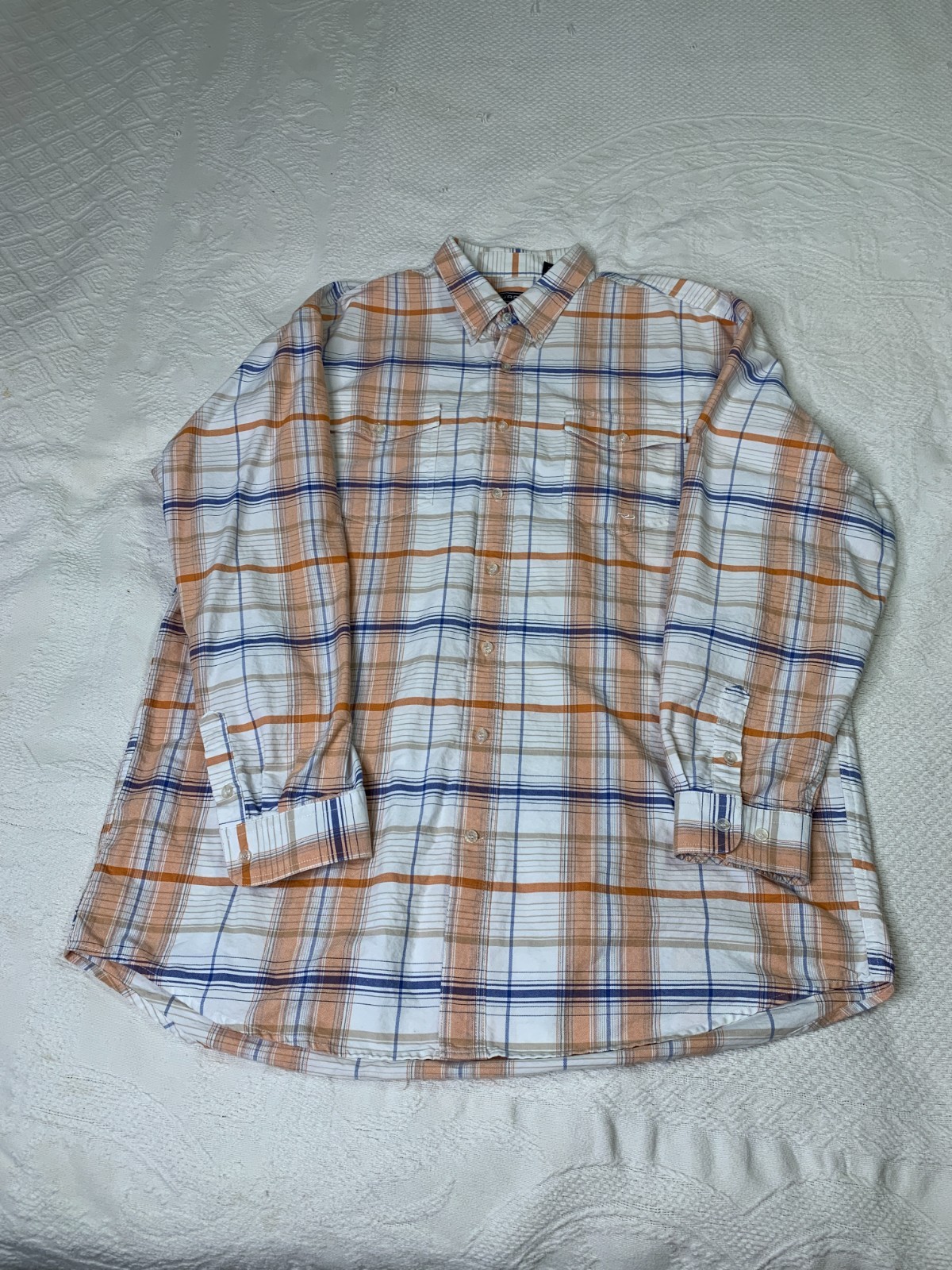 Roper Western Plaid Button-Down Shirt Mens Size 2XL Orange Long Sleeve ...