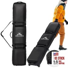 Double Rolling Ski Bag Padded Waterproof Snowboard Bag with Wheels 180cm Black