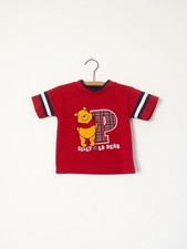 Vintage Disney Winnie the Pooh 4T Toddler Shirt Red Retro Striped Sleeves