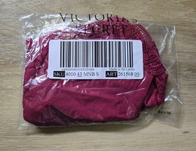 NIB Victoria's Secret Dream Angels Burgundy Silky Lace Trim Cheekini Panties S