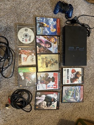 Sony PlayStation 2 Black Console Gaming System Bundle W Games/Controller