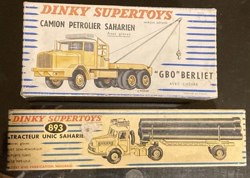 Vintage Dinky Supertoys 888 + 893 Sahara Pipeline Truck And Crane France