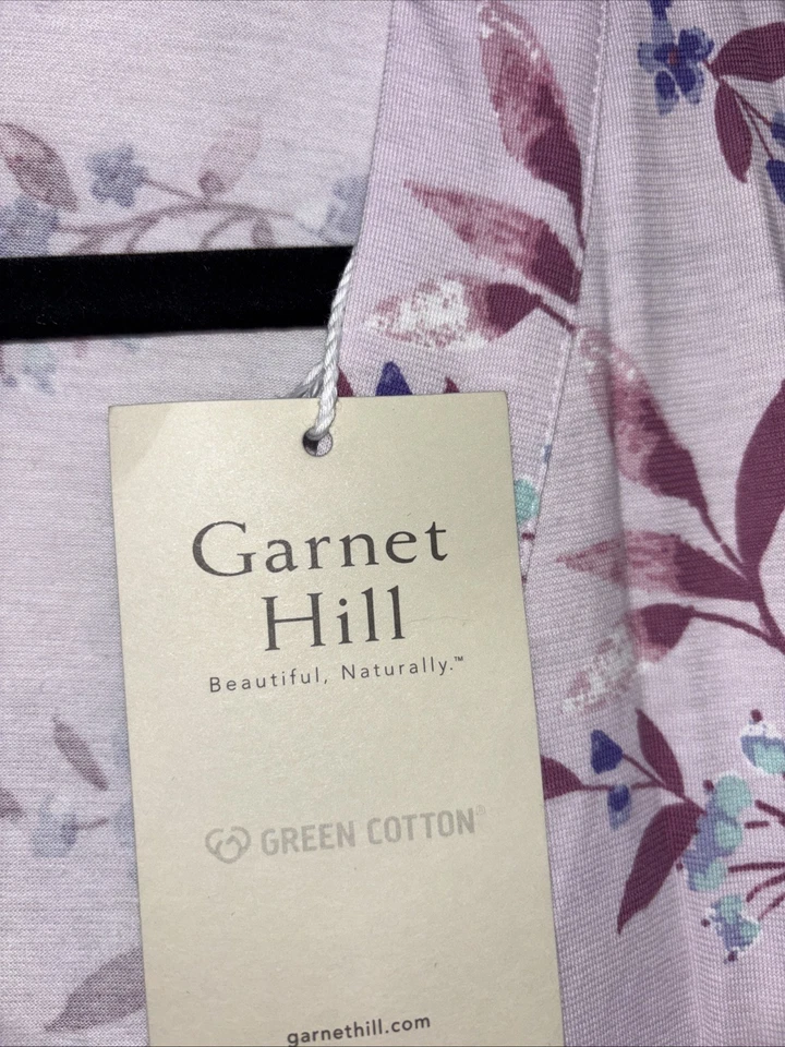 Garnet Hill цветочный кимоно халат фиолетовый зеленый хлопок большой азиатский надежном красивый новый с Ярлыками - Изображение 4 из 4