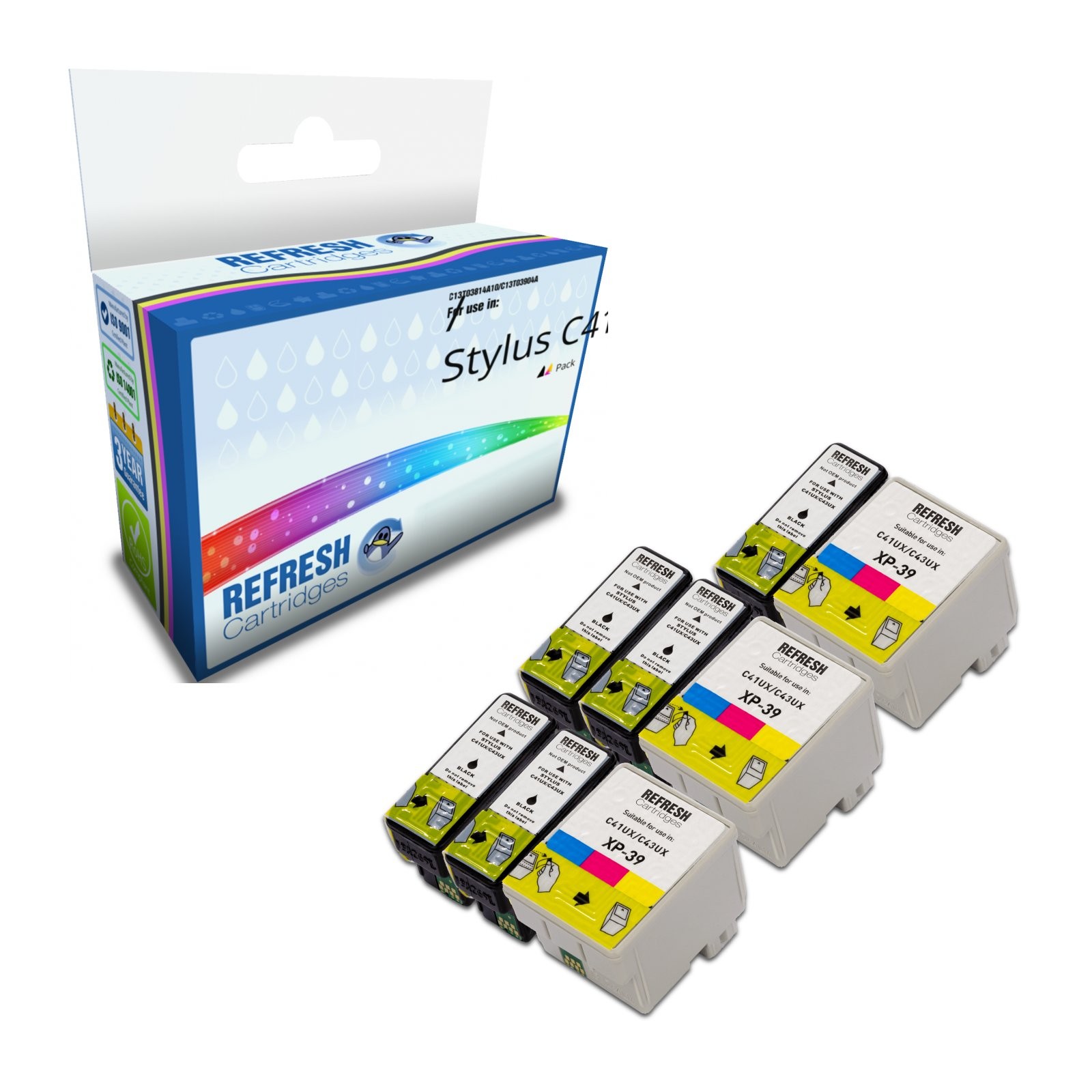 Refresh Cartridges Everyday Pack 5x T038/T039 Ink Compatible With Epson Printers