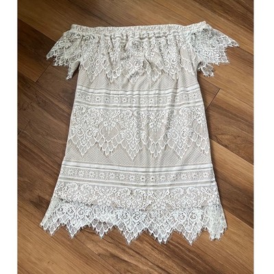 rue21 Womens Ivory Lace Off The Shoulder Mini Dress Fairycore Boho Neutral  XL