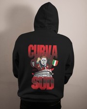 Felpa di colore nero con cappuccio e stampa La curva Sud