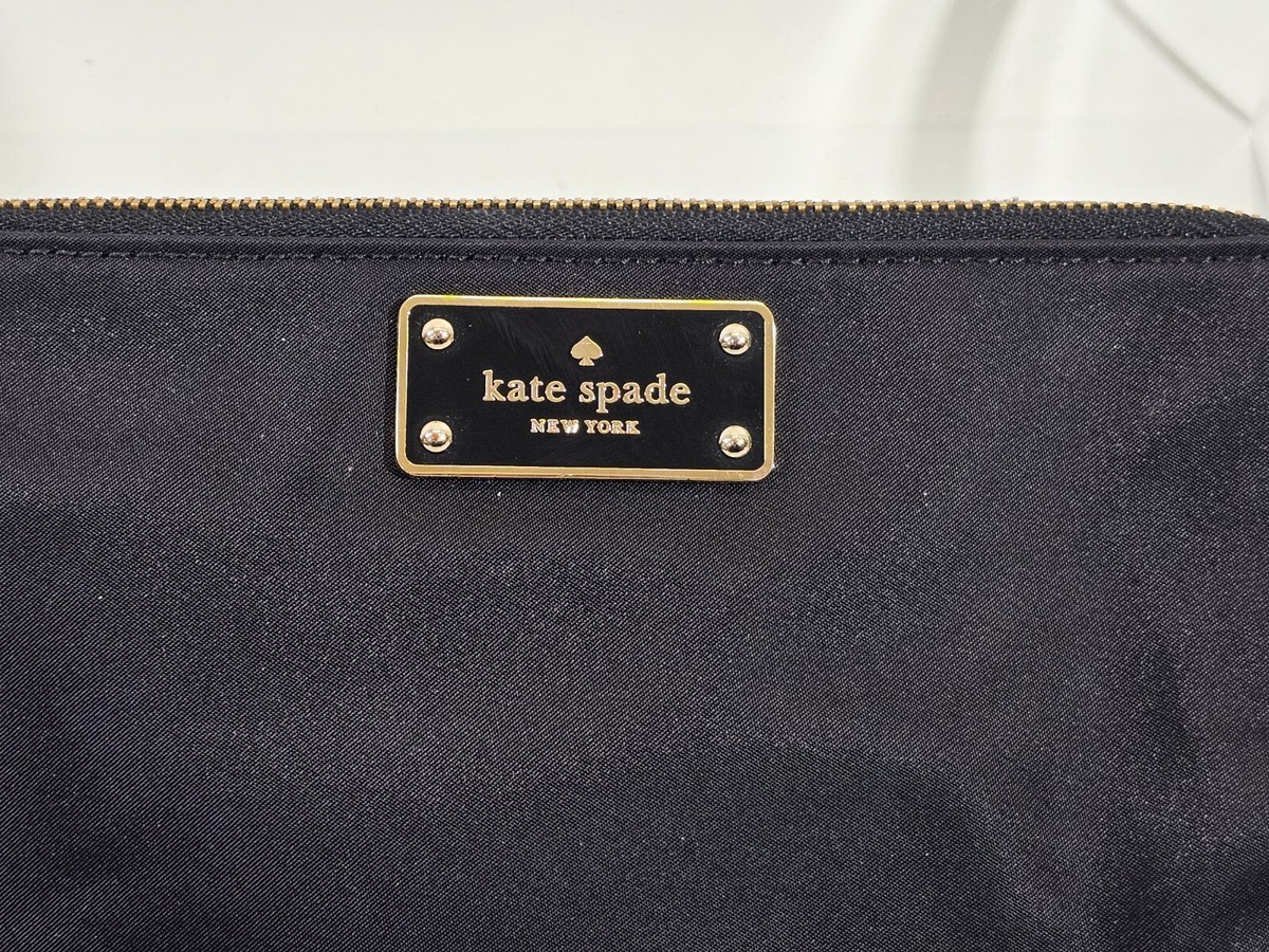 MW Kate Spade Wilson Road Leoni Black Nylon Zip Top Small Clutch