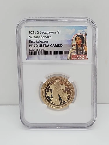 NGC 2021 S Sacagawea $1  Military Service First Releases PF70 ULTRA CAMEO