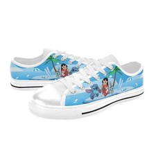 Lilo And Stitch Cute Custom Canvas Sneakers Low Top Shoes For Kids