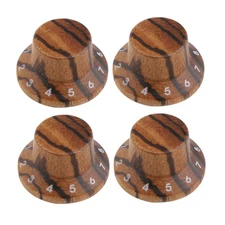 KAISH 4pcs Zebra Wooden Knobs ST LP Style Bell Knobs Guitar Bass Top Hat Knob