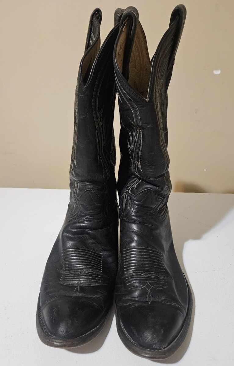 Tony Lama Black Label Cowboy Western Boots 10 ½ Black 6238  display picture 1