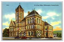 United States Post Office, Williamsport Pennsylvania PA Postcard 31289