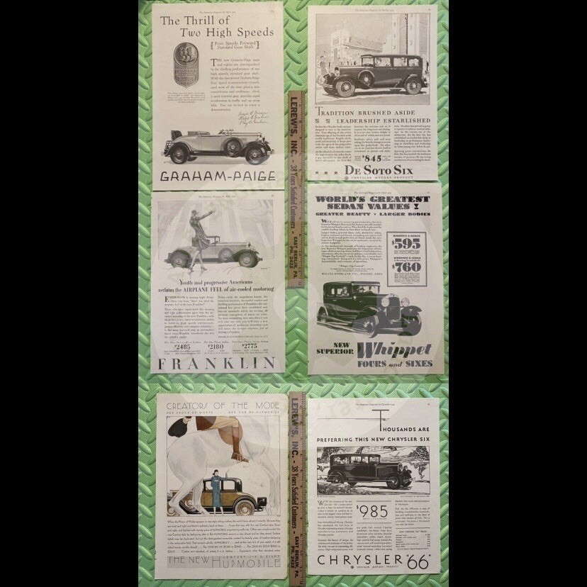 Original 1929 Cars Print Ad LOT. GRAHAM-PAIGE, DESOTO, FRANKLN ...