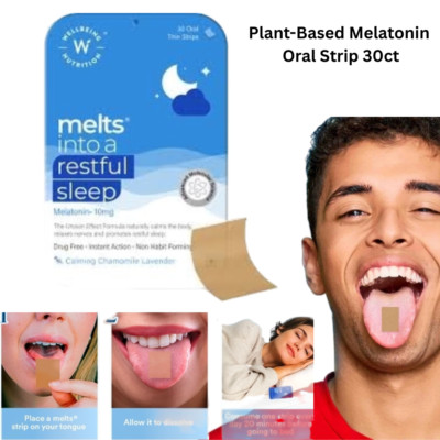 Wellbeing Nutrition Melts Restful Sleep 30 Oral Thin Strips for Stress Relief
