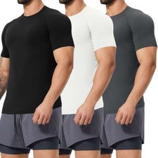 Men's Short Sleeve Gym Muscle T-Shirt Fitness Tee Workout Slim Fitted Thin Tops