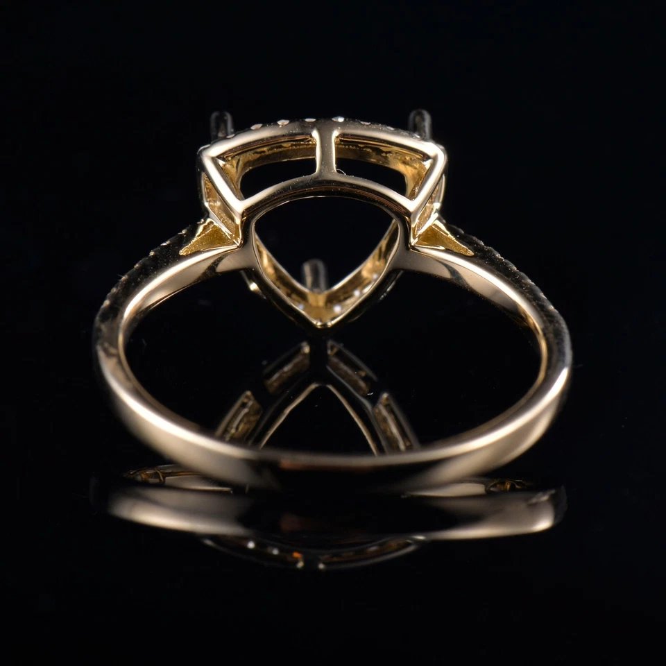 Natural Diamond Semi Mount Ring Prong Setting Trillion Cut 8x8mm 14K Yellow Gold - Image 4 of 4