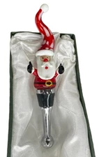 Studio Art Glass Santa Christmas Wine Bottle Stopper with Gift Box