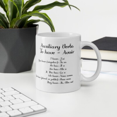 11 Unzen Keramik Englisch-Französische Übersetzung Kaffeebecher - Hilfsverben