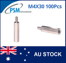 M4 X 30 PSM SPACER HEX MALE / FEMALE BRASS NICKEL PLATED SPA02BM430MM 100PCS