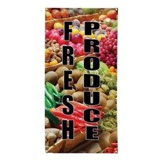 Vertical Vinyl Banner Multiple Sizes Fresh Produce Business Outdoor