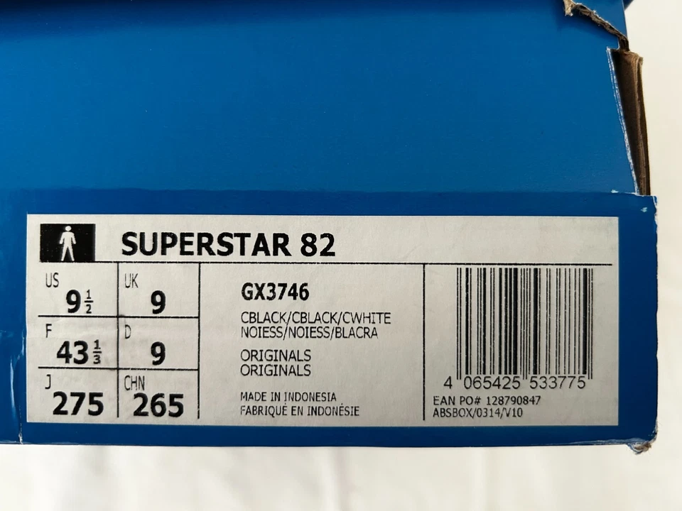 Adidas Superstar '82 misura 43,5 Nero/Bianco Gesso - Immagine 3 di 4