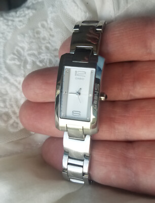 Casio Sheen Ladies Dress Watch Rhinestones Silver Tone New Battery Extra Links
