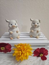 Ceramic pigs White Set of 2 Farm hogs piggies