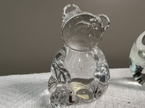 Lote de 2 estatuillas de oso de peluche y cisne de cristal de plomo pisapapeles vidrio transparente - Imagen 3 de 3