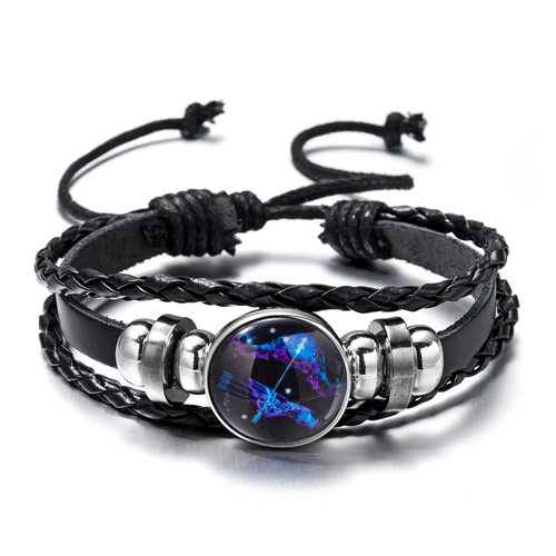 Luminous Zodiac Sign Charm Bracelets for Men & Women - Vintage Leather Wrap - Bild 7 von 24