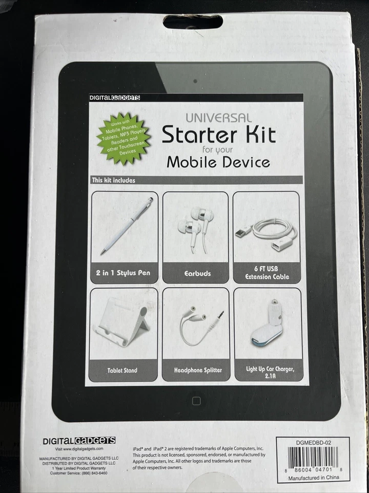 NIB Digital Gadgets Universal Starter Kit Mobile Device With 6 Accessories NEW - Image 2 of 2