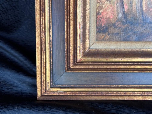 Vintage Framed Oil Painting Landscape Trees Woods Artist Signed Morrow Original - Picture 10 of 24