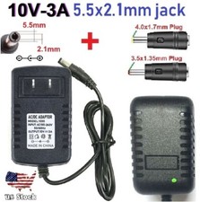 10V 3A AC Adapter DC Power Supply Charger Cord 5.5x2.1mm with 2 DC Plug Tips