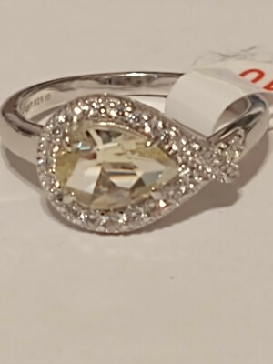 Bomb Party - RBP2100 CAU- Lemondrop Citrine & white topaz on solid .925 SS-sz 10