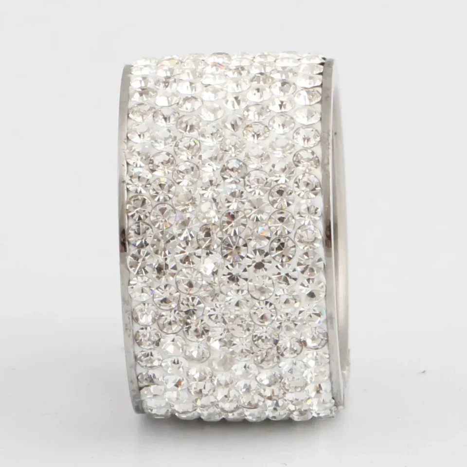 Anillo de eternidad CZ para mujer 7 acero inoxidable 8 filas micro pavé Foto 3 de 4