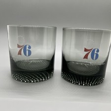 Rare 76ers NBA 1967 Whiskey Philadelphia Glass Cup Basketball Tumbler 3.25x3.5
