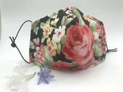 NEW Handmade Adult Cloth Face Covering Mask Nose Wire Filter Pocket 100% Cotton