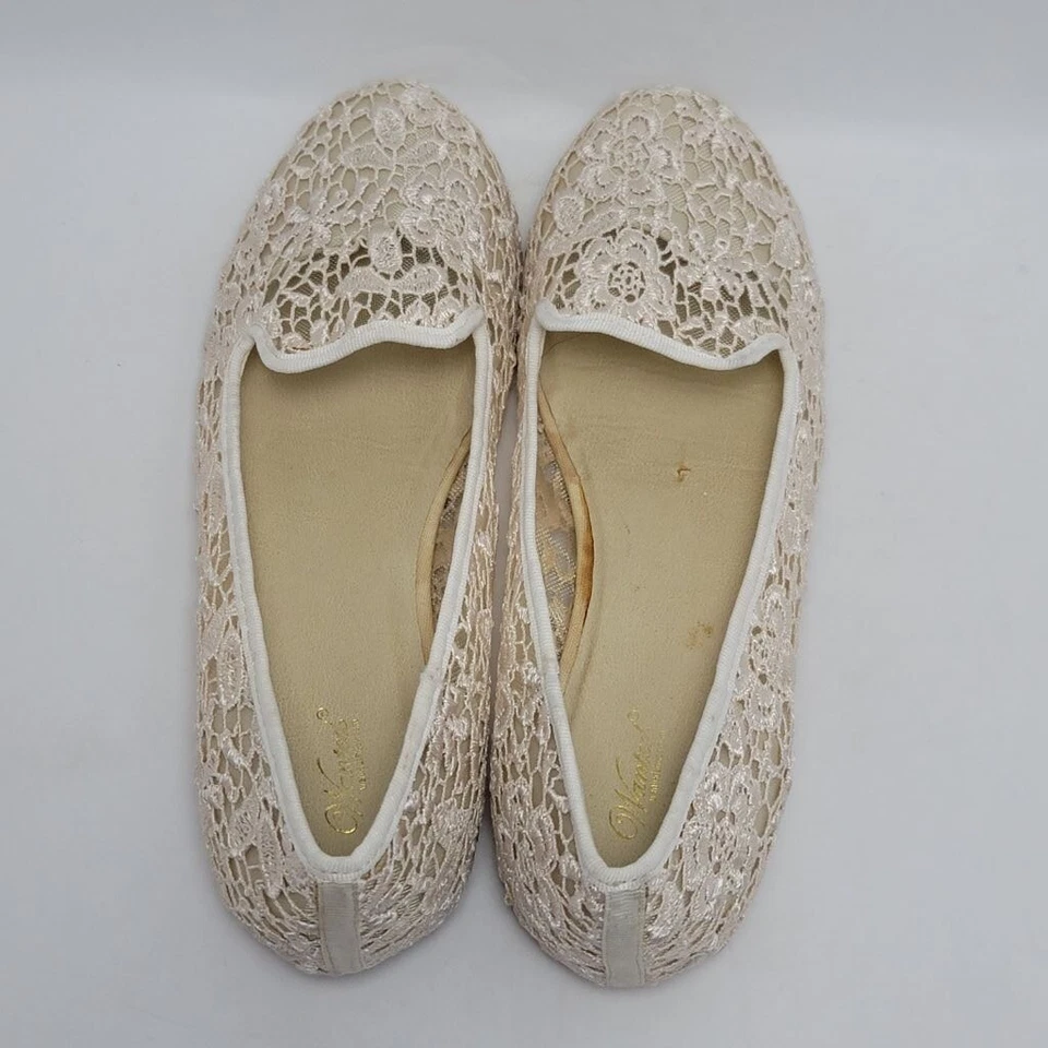 Mujer Wanted Chantily Beige Encaje Bordado Ballet Mocasines Planos Zapato Talla 8.5 Foto 3 de 4
