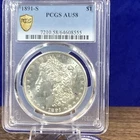 Morgan 1891-S PCGS AU58 San Francisco Silver $1 Coin 0.9 Fineness KM#110