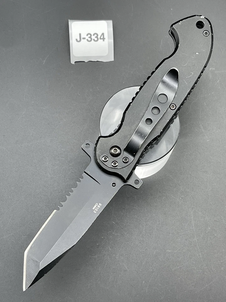 Cuchillo asistido táctico Fury hoja dentada tanto 7,75" negro Foto 2 de 4