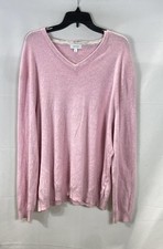 Calvin Klein Men's Pink V-Neck Cotton Modal Sweater Size 2XL